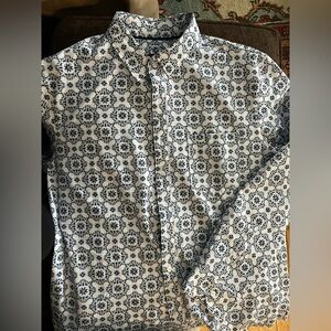 Premier White and Navy Floral Button Down Shirt